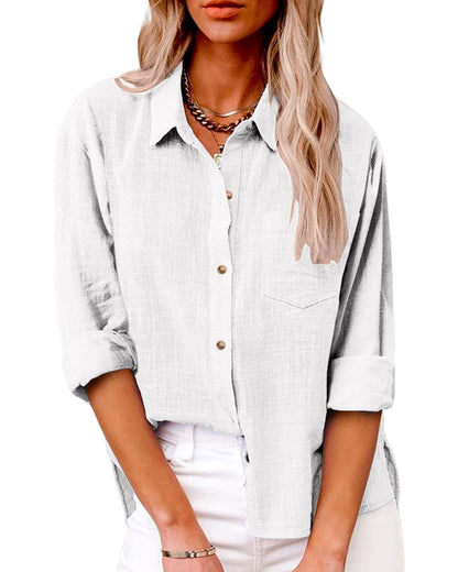 Camisa elegante de lino de manga larga con botones | Ideal para días informales