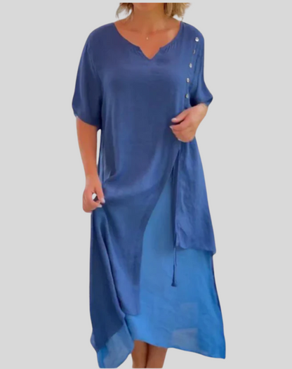 Vestido de verano para mujer con escote en V y botones | Ideal para primavera/verano