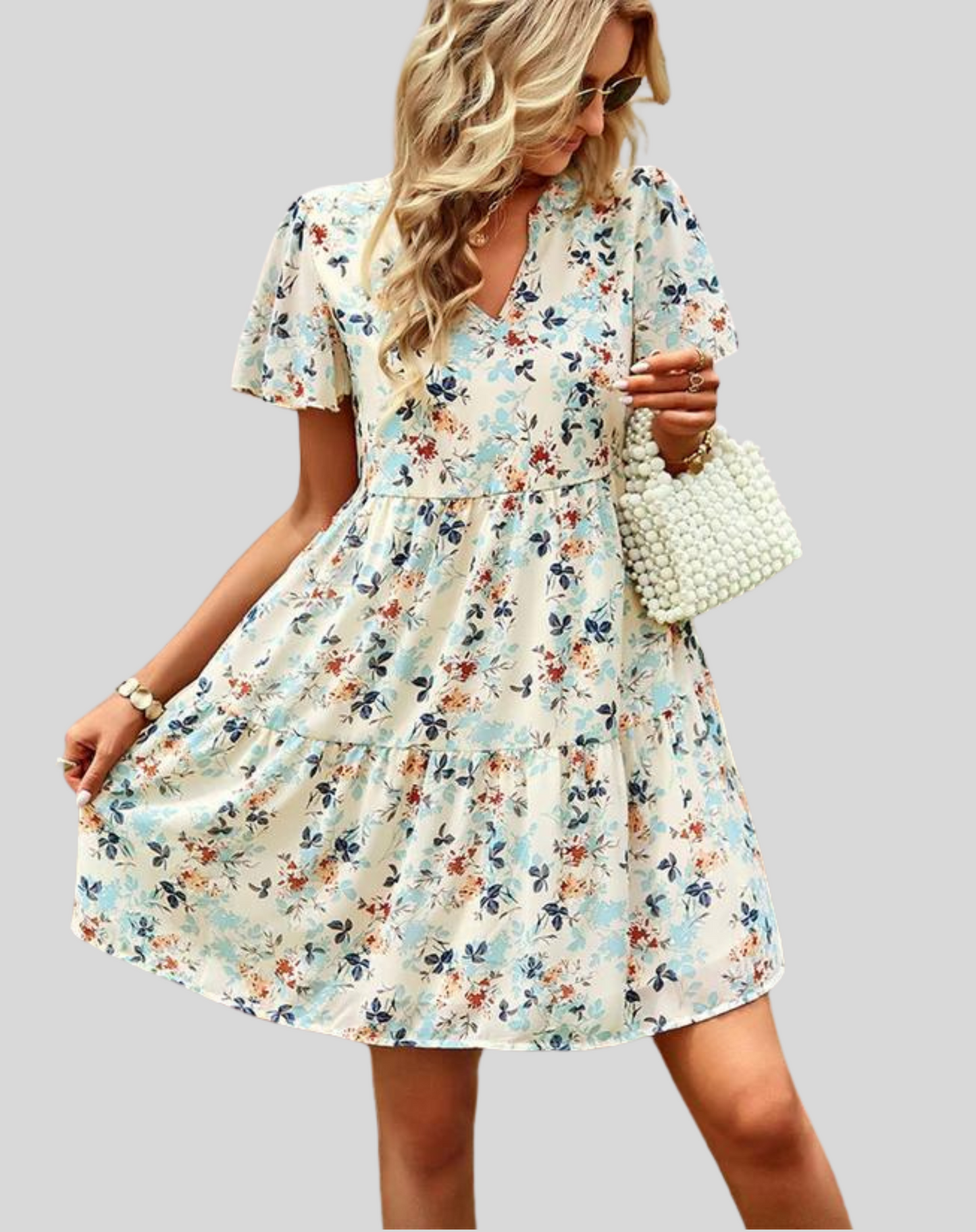 Minivestido floral de mujer con falda en forma de A para eventos de verano