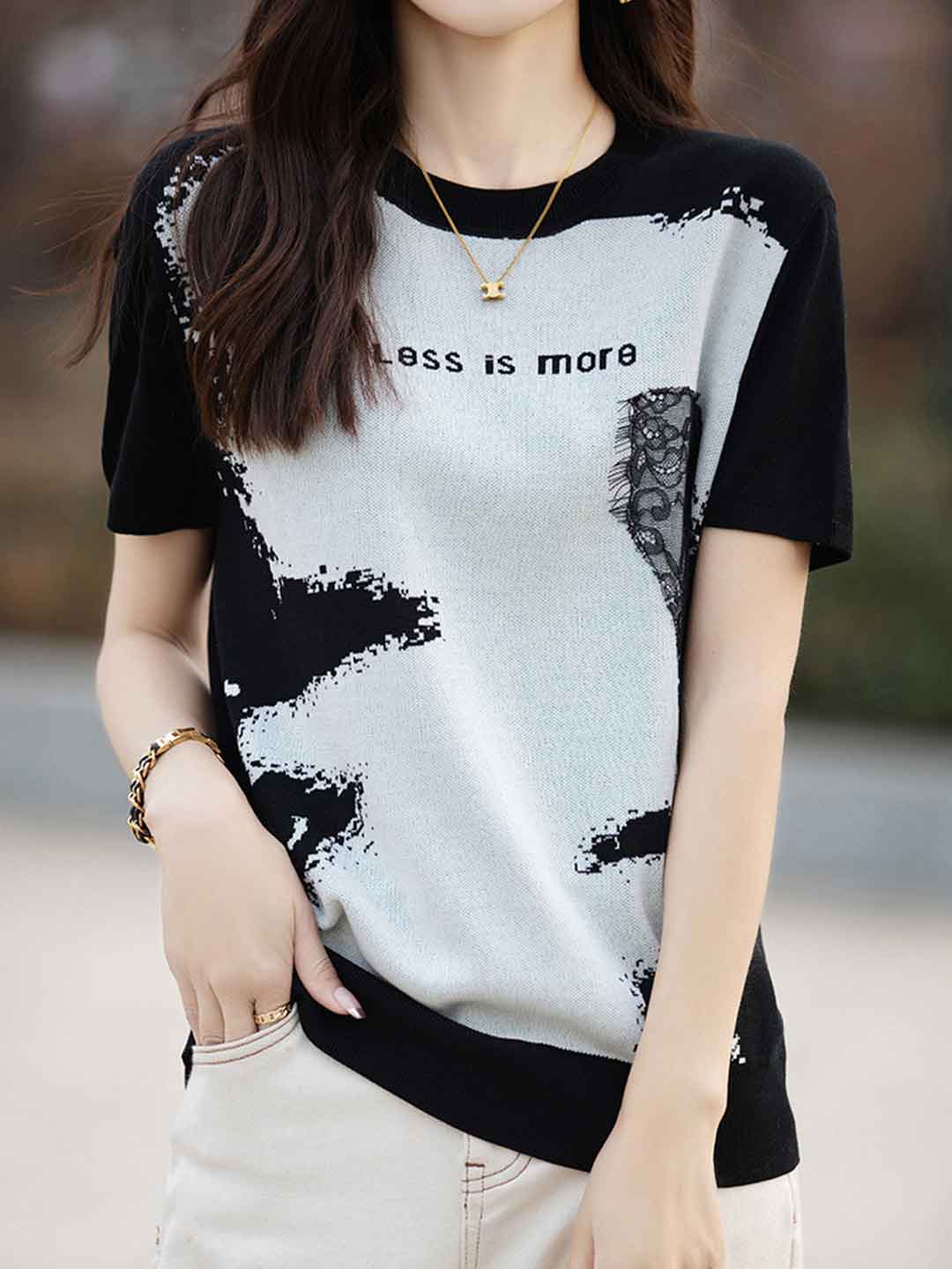 Peyton Loose Crew Neck Jacquard Top