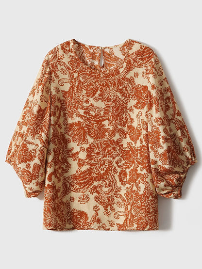 Jessica Loose Crew Neck Printed Top
