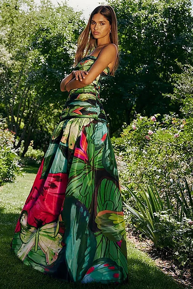 Conjunto de traje de baño adelgazante fruncido con estampado de mariposas