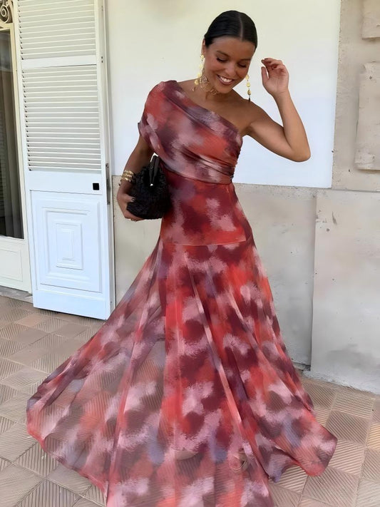Vacation-style One-shoulder Fitted Long Dress