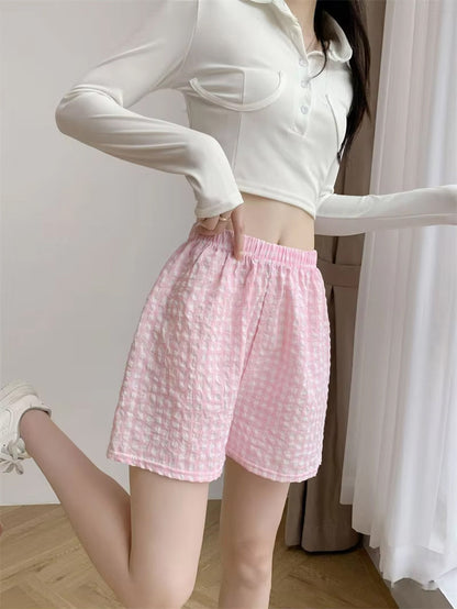 Casual Cute Plaid Pattern Homewear Shorts