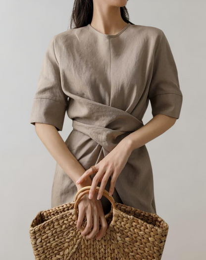 Vestido de mujer con cintura anudada y bolsillos | Ideal para primavera/verano
