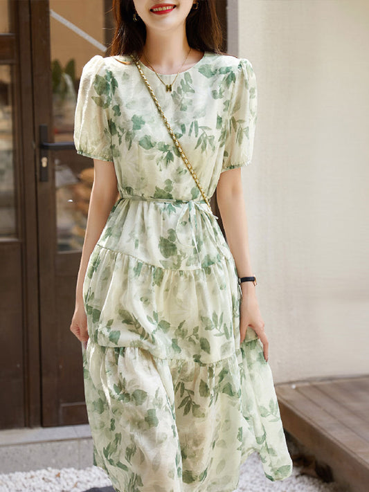 Madison Vacation Swirled Printed Dress-Gray