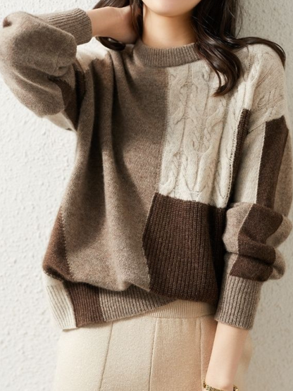 Jersey de punto con bloques de color para mujer | Ideal para otoño/invierno