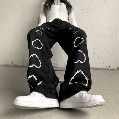 Big Love Pattern Casual Wide Leg Pants