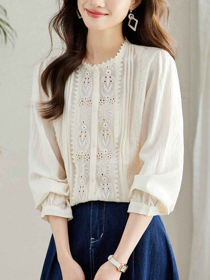 Lily Loose Crochet Button Top