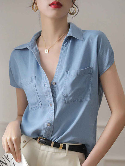 Mariah Vintage Lapel Denim Shirt
