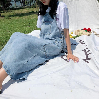 Long Sleeveless Loose Denim Outwear Dress