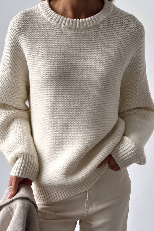 Suéter de cachemira blanco liso de moda para mujer | Ideal para otoño/invierno