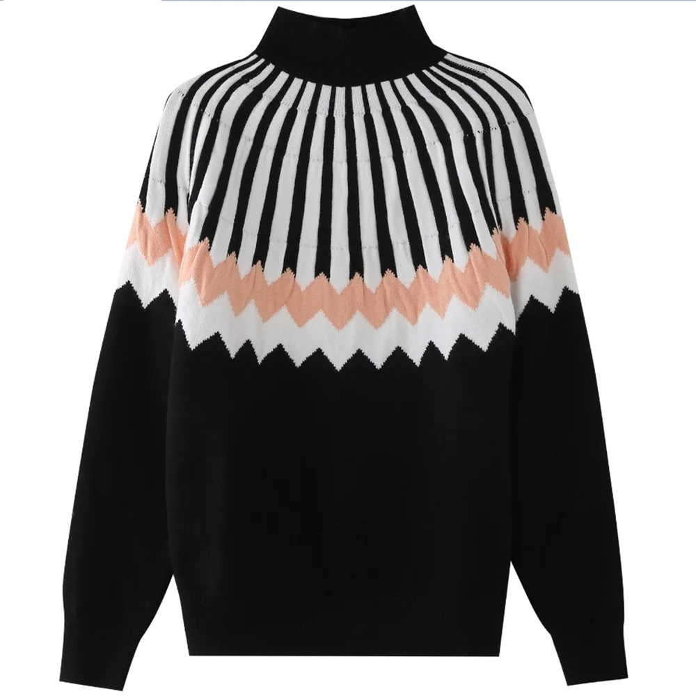 Elegante jersey de punto para mujer con estampado geométrico | Ideal para otoño/invierno