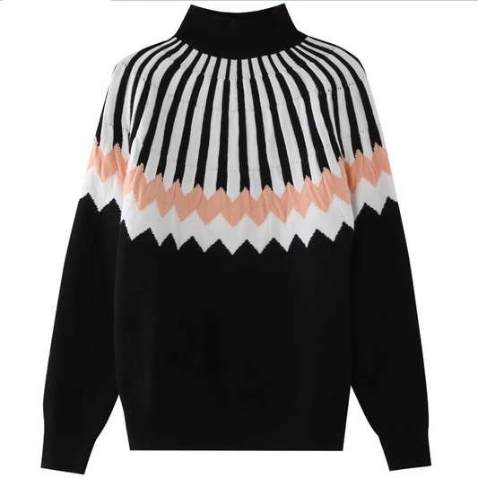 Elegante jersey de punto para mujer con estampado geométrico | Ideal para otoño/invierno