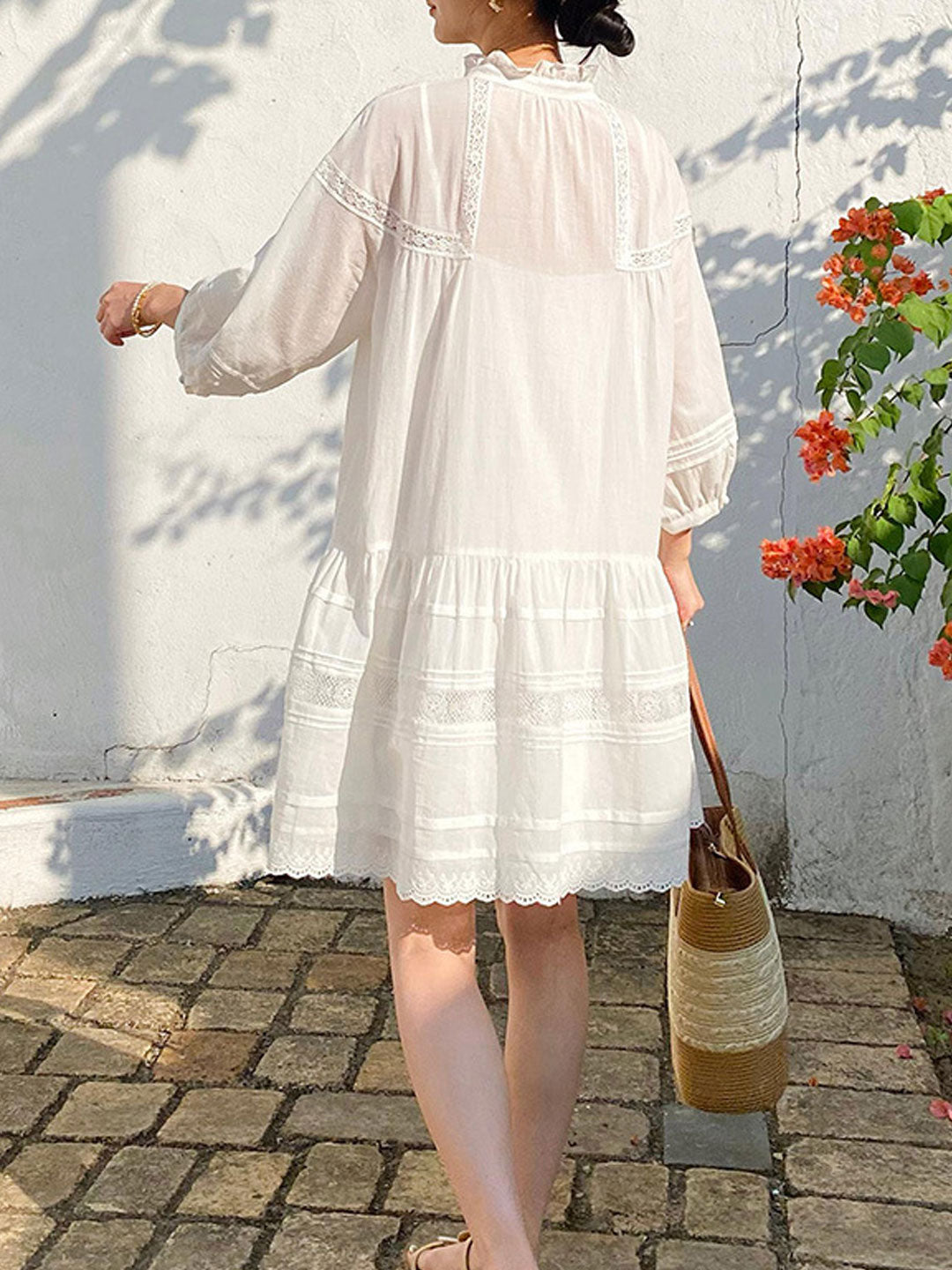Maria Vacation V-neck Embroidered Dress