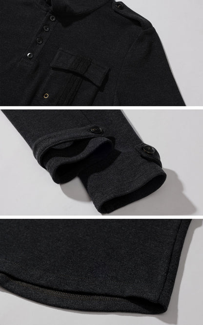 Slim Fit Hooded Long Sleeve Top with Pocket and Metal Eyelet Detail