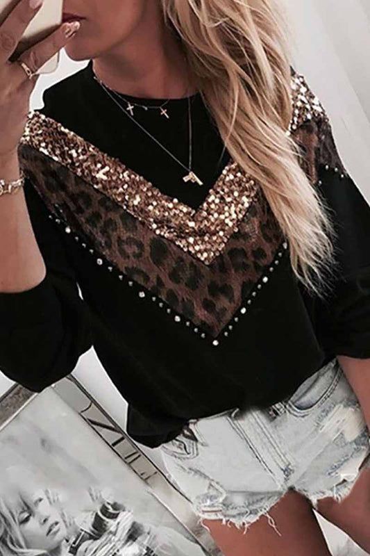 Leopard Stitching Sweatshirt