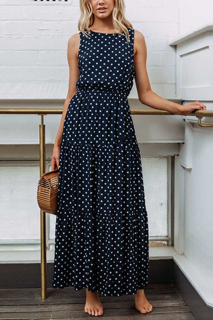 Polka Dot Waist Maxi Dress(2 Colors)