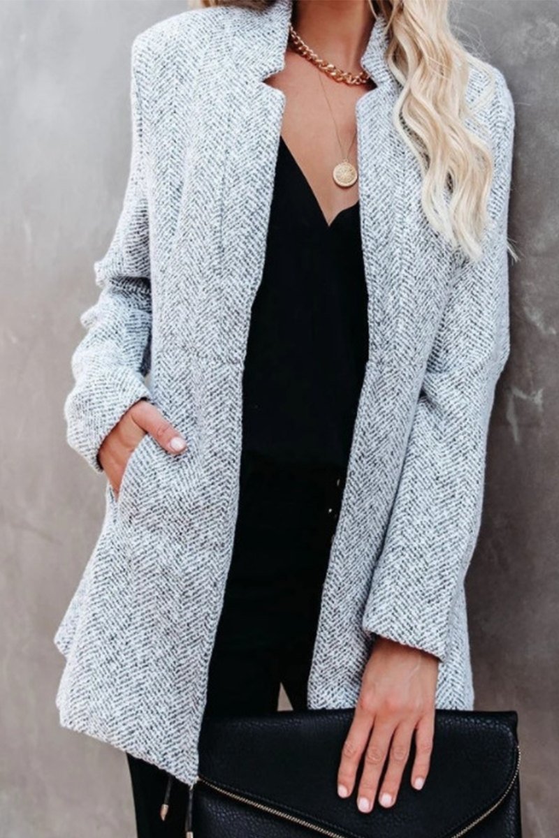 Retro Pocketed Heather Grey Slim Coat(3 Colors)