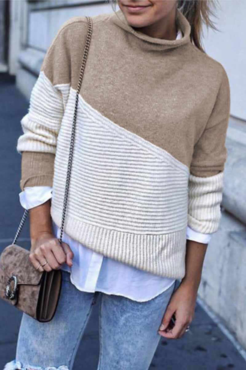 Suéter informal moderno de cachemira para mujer con diseño en contraste | Ideal para otoño/invierno