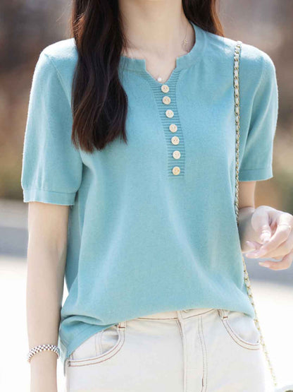 Julia Crew Neck Solid Color Knitted Top-Yellow