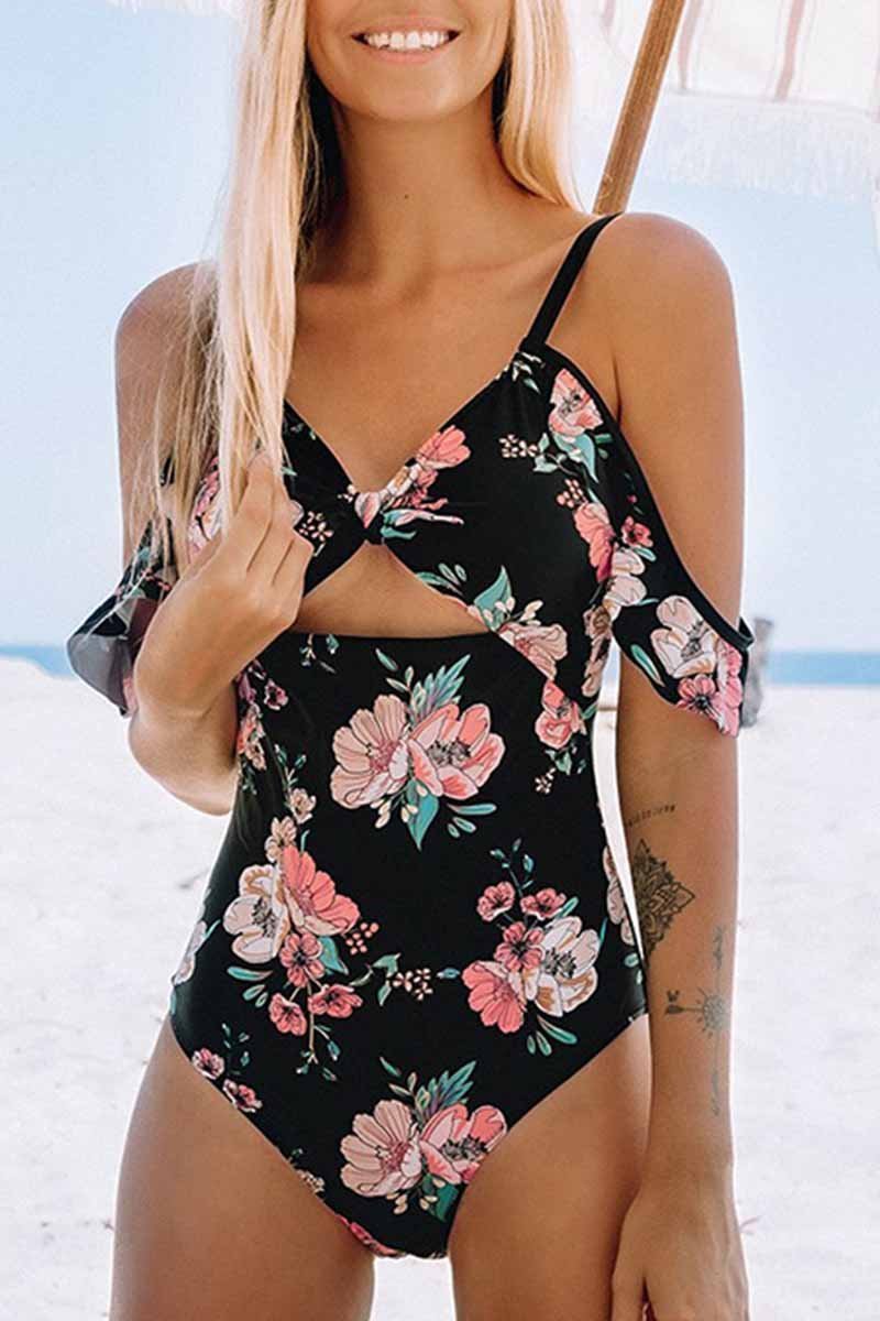 cute One Piece Floral Swimsuit
