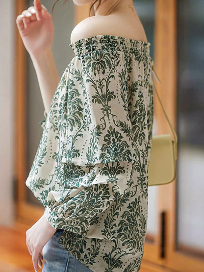 Layla Classic Printed Off-shoulder Shirt
