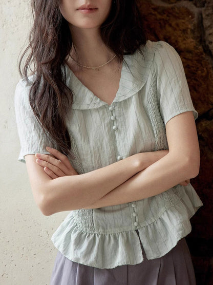 Payton Retro V-Neck Striped Waist Top