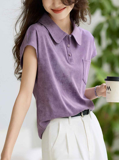 Molly Classic Lapel Solid Color Top