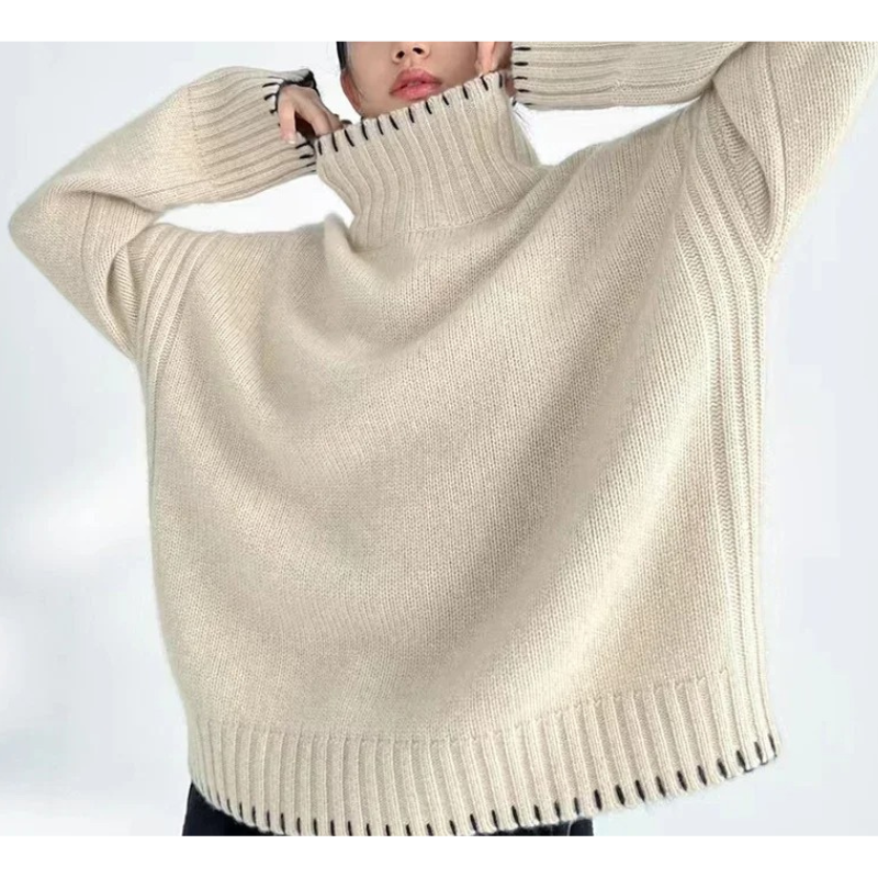 Jersey de punto suave y holgado para mujer, fácil de usar | Ideal para otoño/invierno