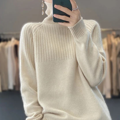 Suéter de cuello alto acanalado para mujer | Ideal para otoño/invierno