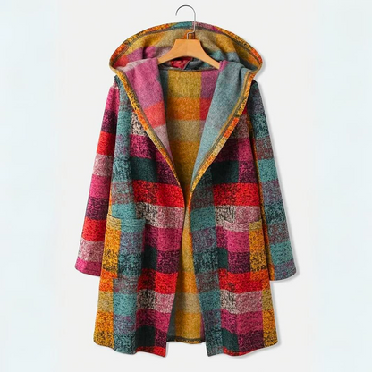 Women's Stylish Multicolored Plaid Cardigan with Hood | Great for All Seasons