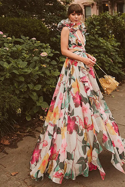 3D Floral Cutout Swimsuit One Piece Set