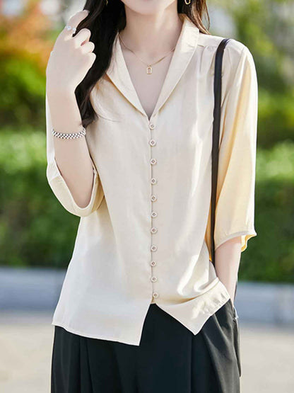 Jocelyn Elegant V-neck Lantern Sleeve Shirt