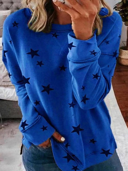 Elegante jersey de cachemira para mujer con estampado de estrellas y escote redondo | Ideal para otoño/invierno