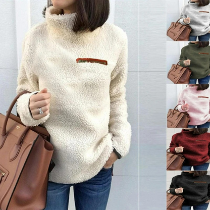 Suéter polar de cuello alto para mujer con bolsillo con cremallera | Ideal para el invierno