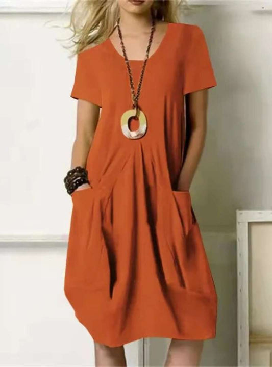 Vestido informal midi de verano con bolsillos | Ideal para el día a día