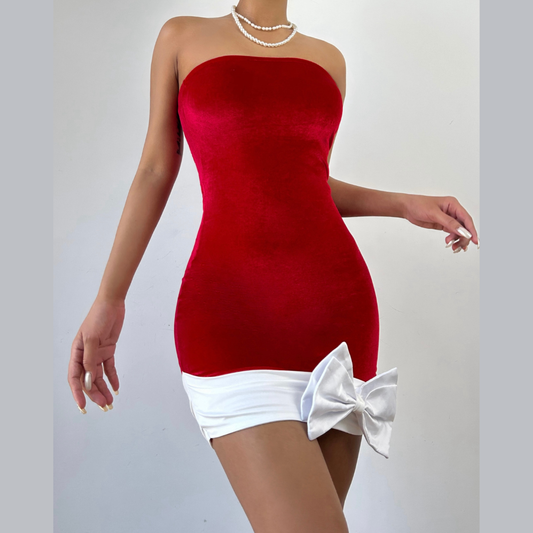 Bowknot backless tube mini dress  | Festival Outfits Women
