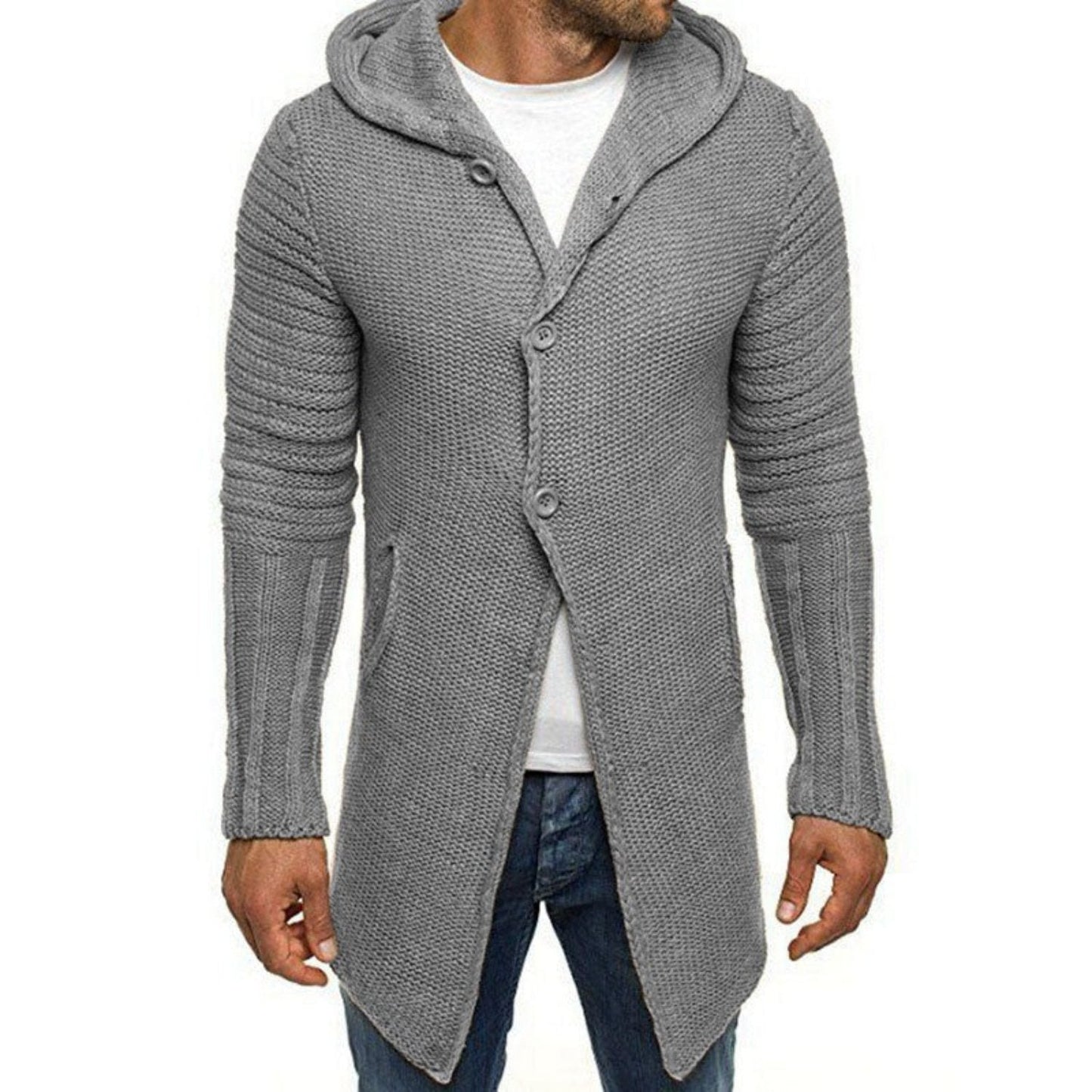 Marc - Cárdigan largo con capucha - Casual - Hecho para - Ideal para Otoño/Invierno