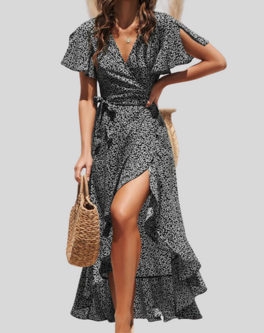 Vestido informal de verano cruzado para mujer con estampado de lunares | Ideal para primavera/verano