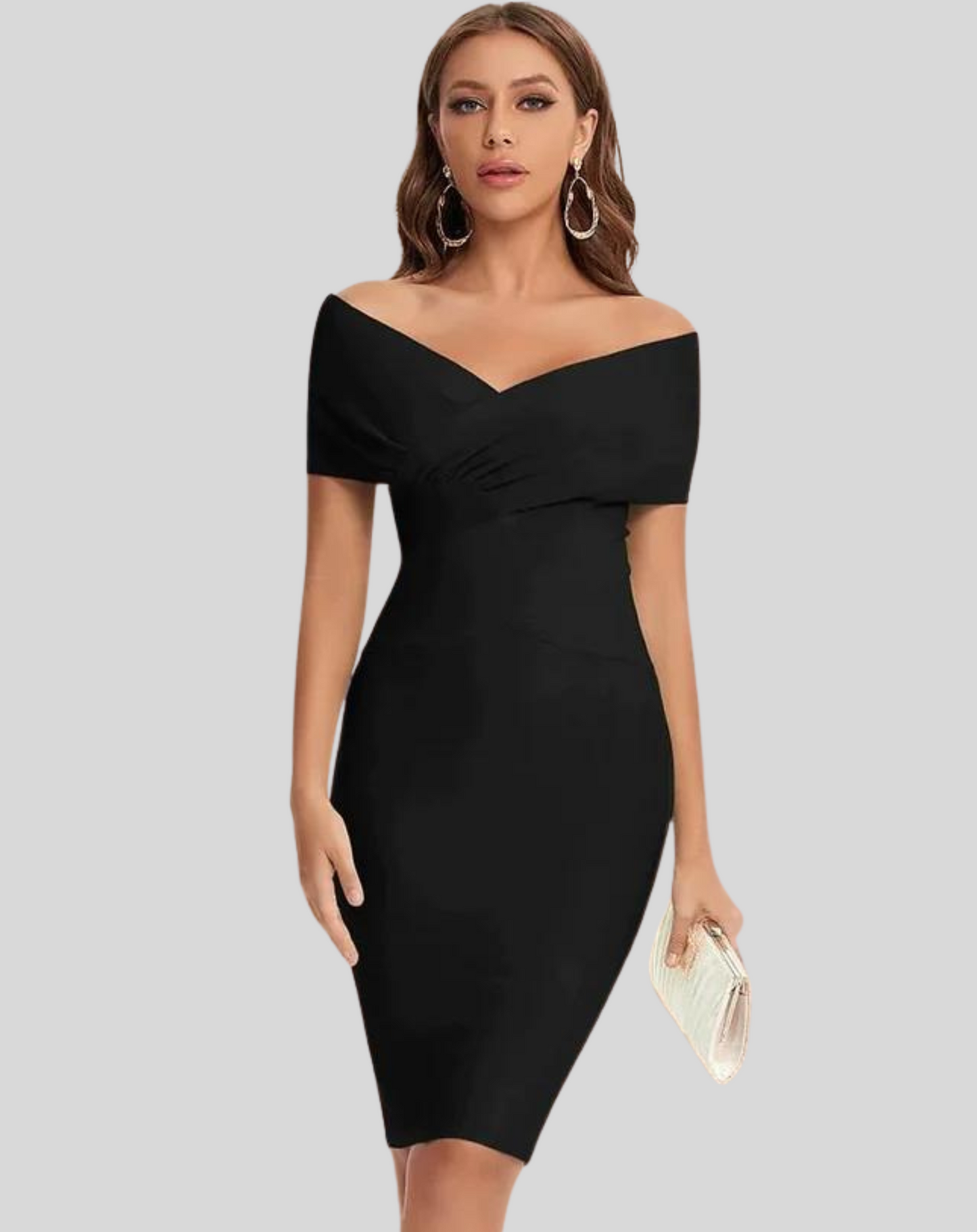 Women's Elegant Solid Color Off-Shoulder Midi Dress | Ideal for Spring/Summer