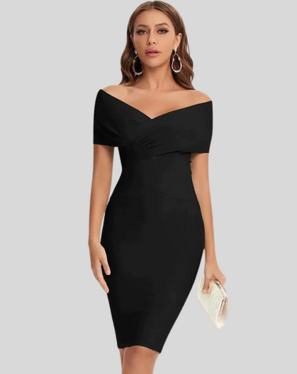 Women's Elegant Solid Color Off-Shoulder Midi Dress | Ideal for Spring/Summer