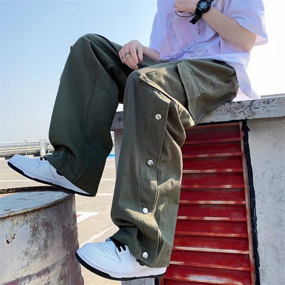 Loose Cargo Pockets Straight Casual Men Pants
