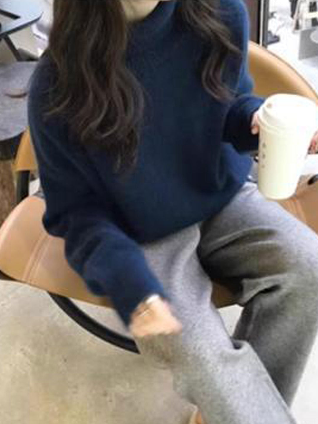 Mia Loose Turtleneck Solid Color Knitted Sweater-Gray