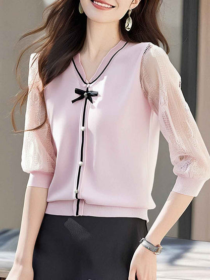 Jocelyn Loose V-Neck Hollowed Knitted Top