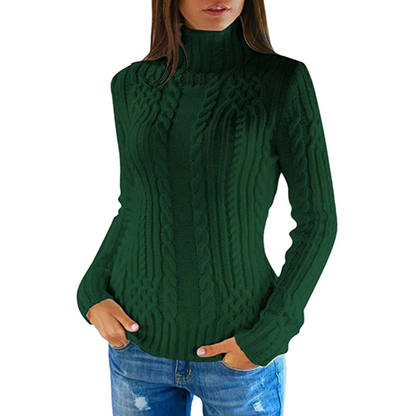 Jersey de cuello alto de punto trenzado suave para mujer | Ideal para otoño/invierno