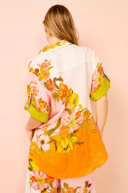 Conjunto de pantalones anchos con bolsillos y cintura elástica con estampado único
