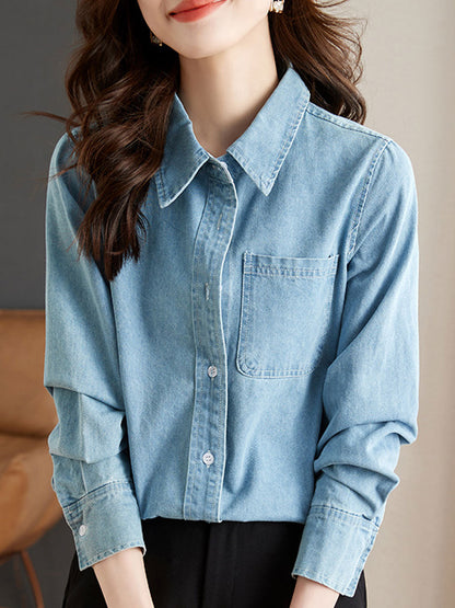 Madison Casual Lapel Denim Shirt