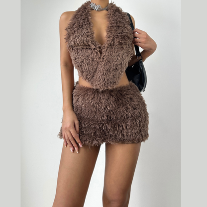 Halter backless self tie fluffy top  | Festival Outfits Women