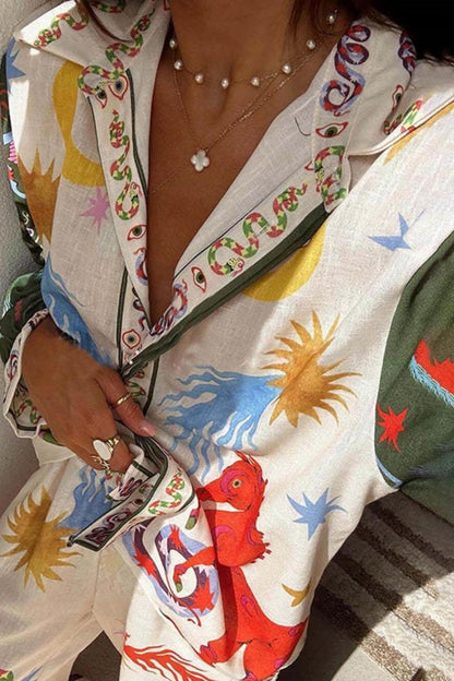 Conjunto único de camisa y pantalón con cintura elástica